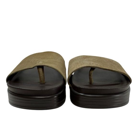 Donald Pliner Wedge Slide Sandal Fifi Leather Size 6 Taupe Metallic Women - Picture 4 of 10